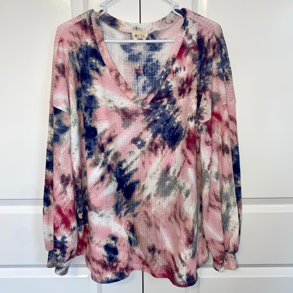 BiBi Sweaters - Tie Dye Waffle Knit Sweater